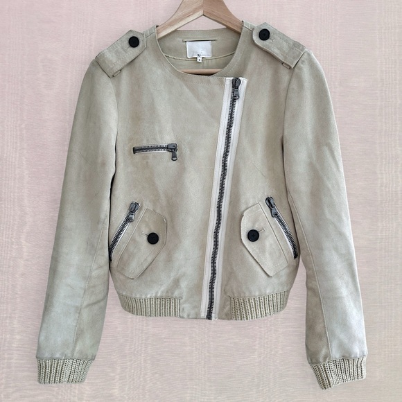 3.1 Phillip Lim Ecru Suede Moto Jacket - Picture 6 of 16